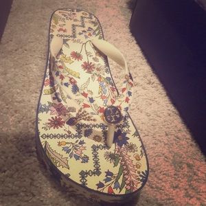 Tory Burch leather wedge flip flop